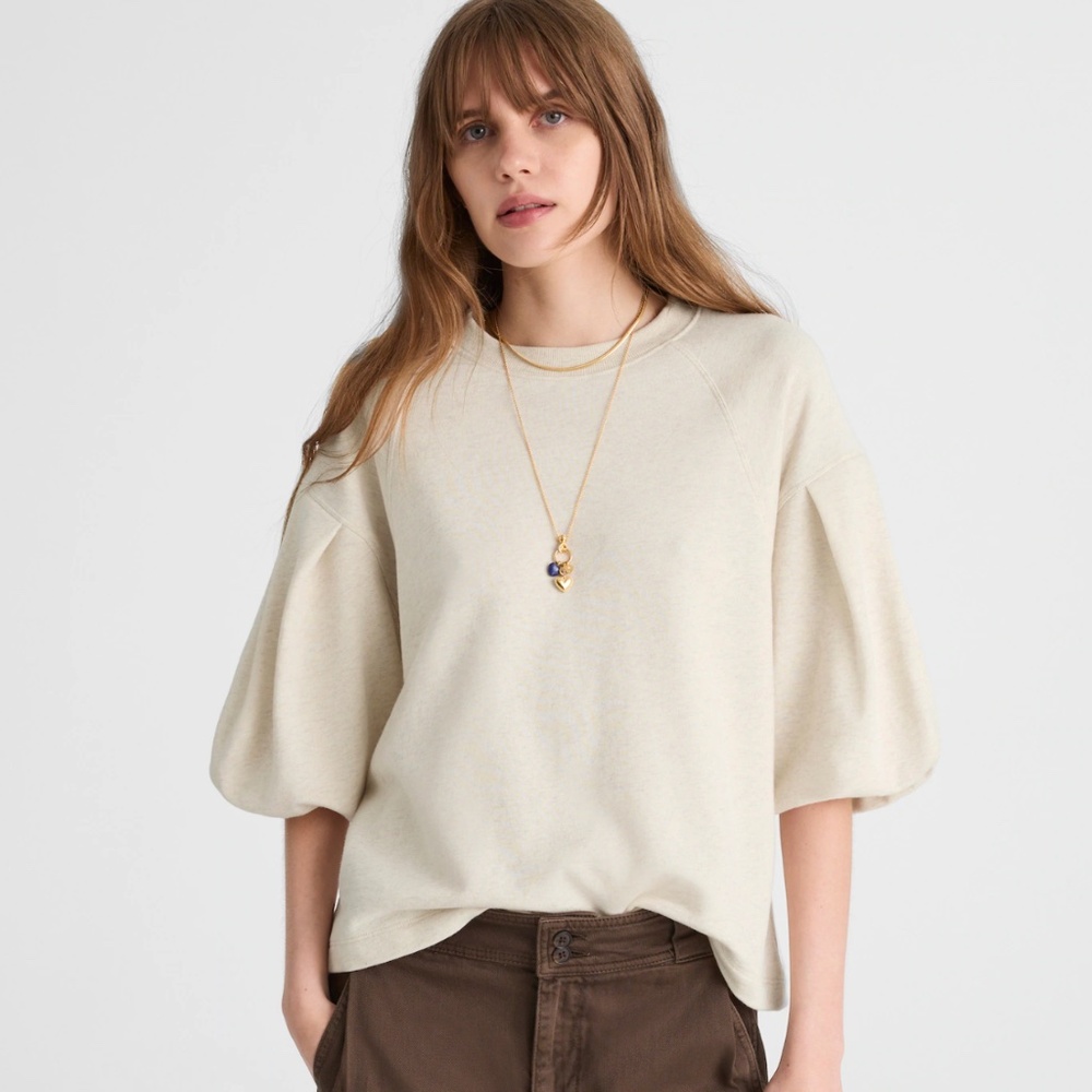 Madewell Puff-Sleeve Sweatshirt Tee – Black / Large - Picture 12 of 12